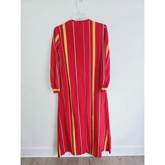 David Brown California Vintage Retro Striped Red Pintuck Cotton Dress Small S - Picture 7 of 9